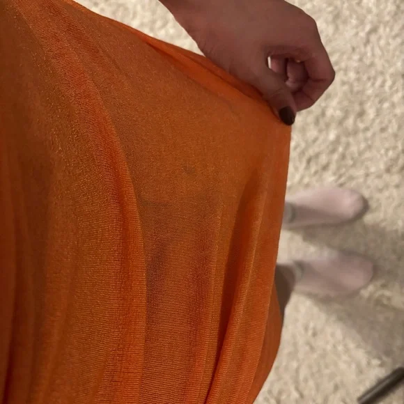 Lioness Goddess Dress Medium Orange One Shoulder - Picture 6 of 9